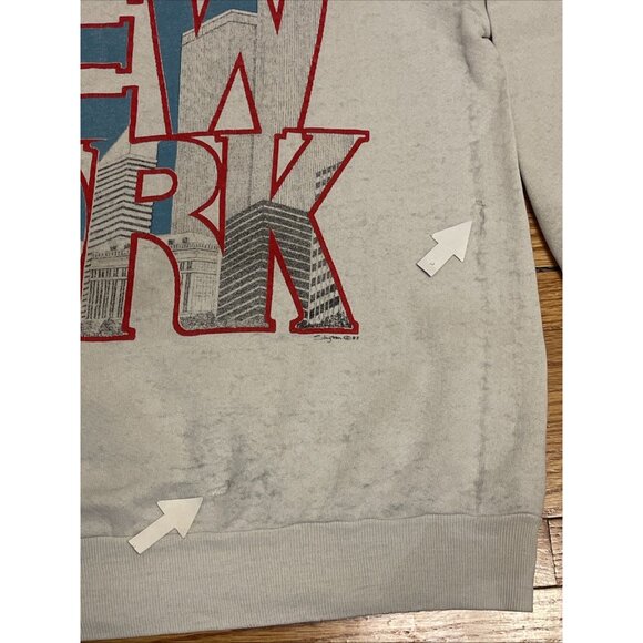 Vintage 80s 1987 Large New York City NYC Twin Towers Distressed Sweatshirt USA - Picture 4 of 8